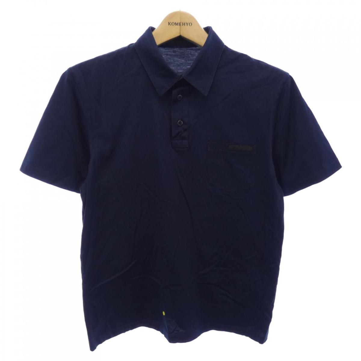 Myday公式アカウント01　PRADA ポロシャツ【サイズL】【ロゴ】 PRADA(プラダ) ワンポイントロゴポロシャツ UJN883 ネイビー