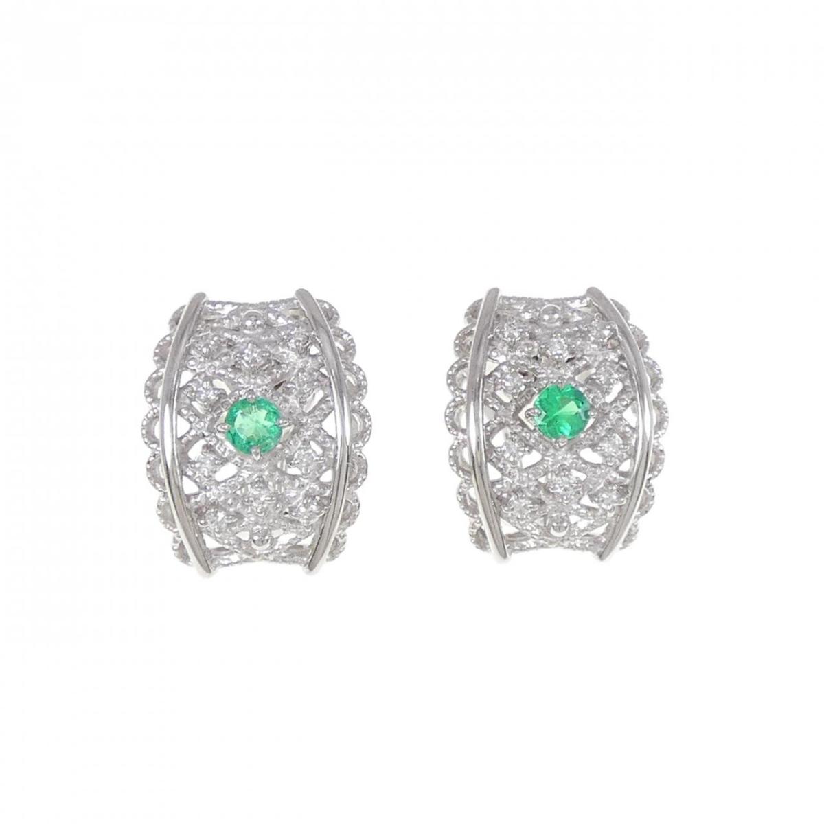 PT/K14WG エメラルド ピアス/イヤリング 0.36CT【中古】