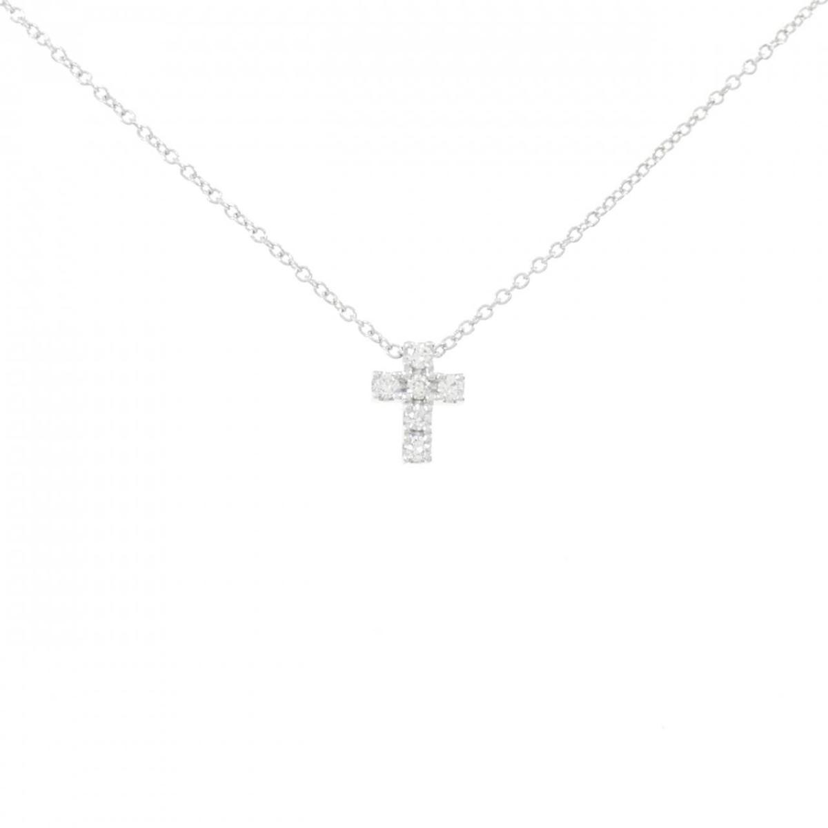 【KOMEHYO】 K18WG クロス ダイヤモンド ネックレス 0.10CT【中古】 【コメ兵】