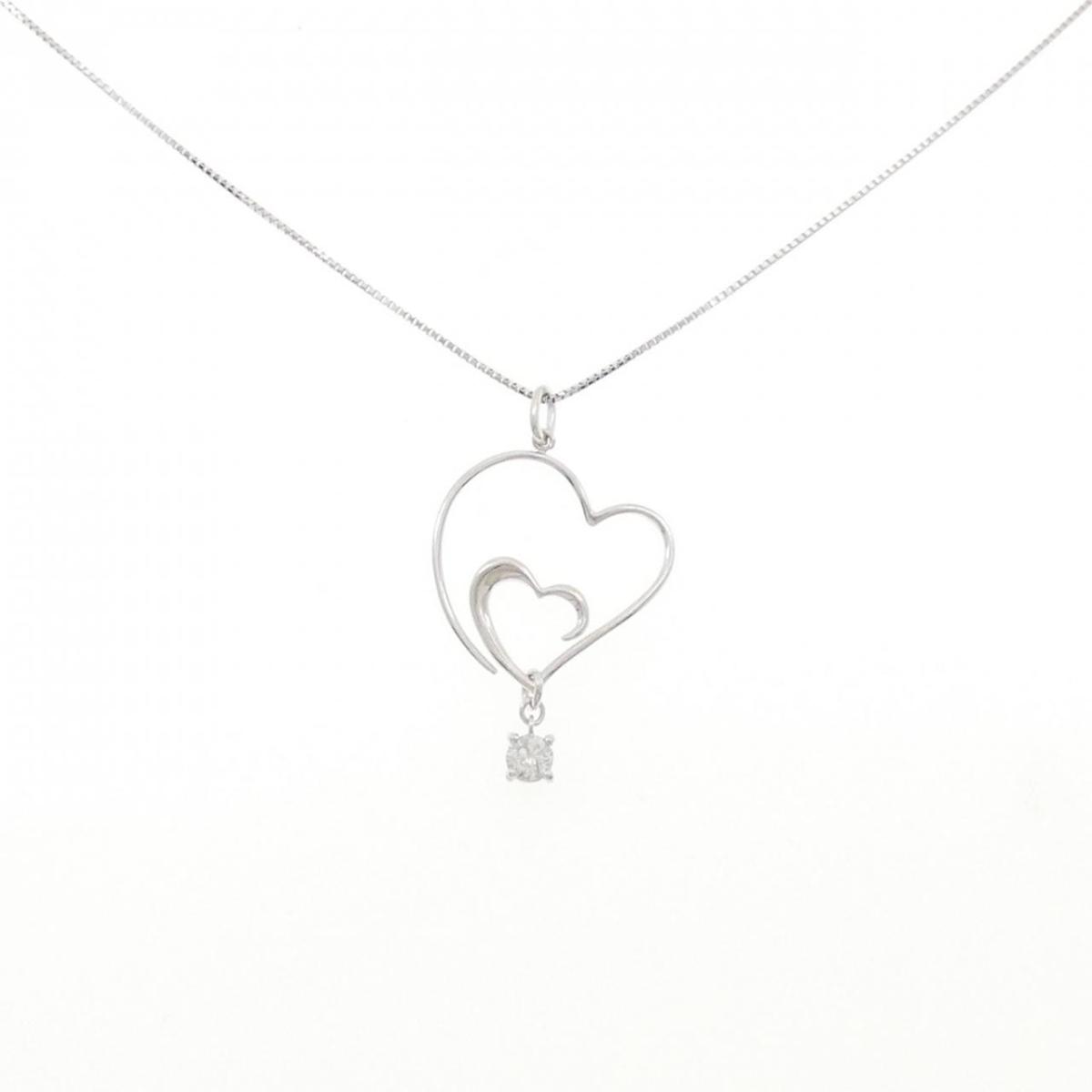 【KOMEHYO】 K18WG ハート ダイヤモンド ネックレス 0.18CT【中古】 【コメ兵】