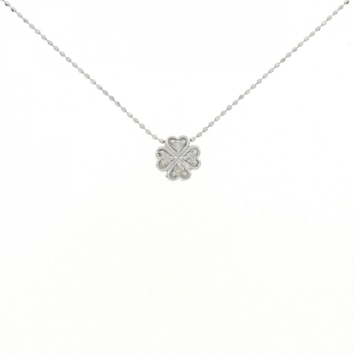【KOMEHYO】 K18WG クローバー ダイヤモンド ネックレス 0.08CT【中古】 【コメ兵】