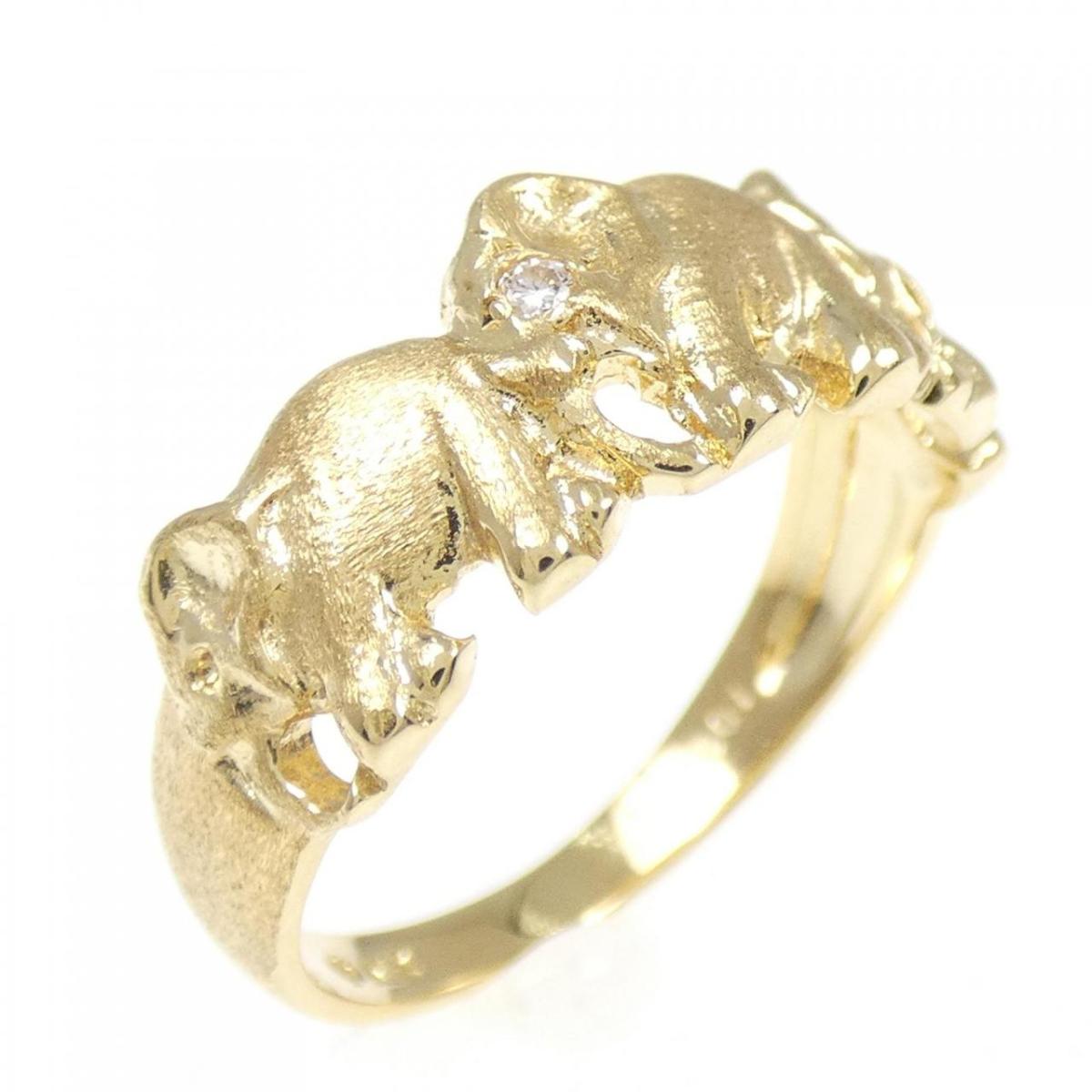 【KOMEHYO】 K18YG エレファント ダイヤモンド リング 0.01CT【中古】 【コメ兵】
