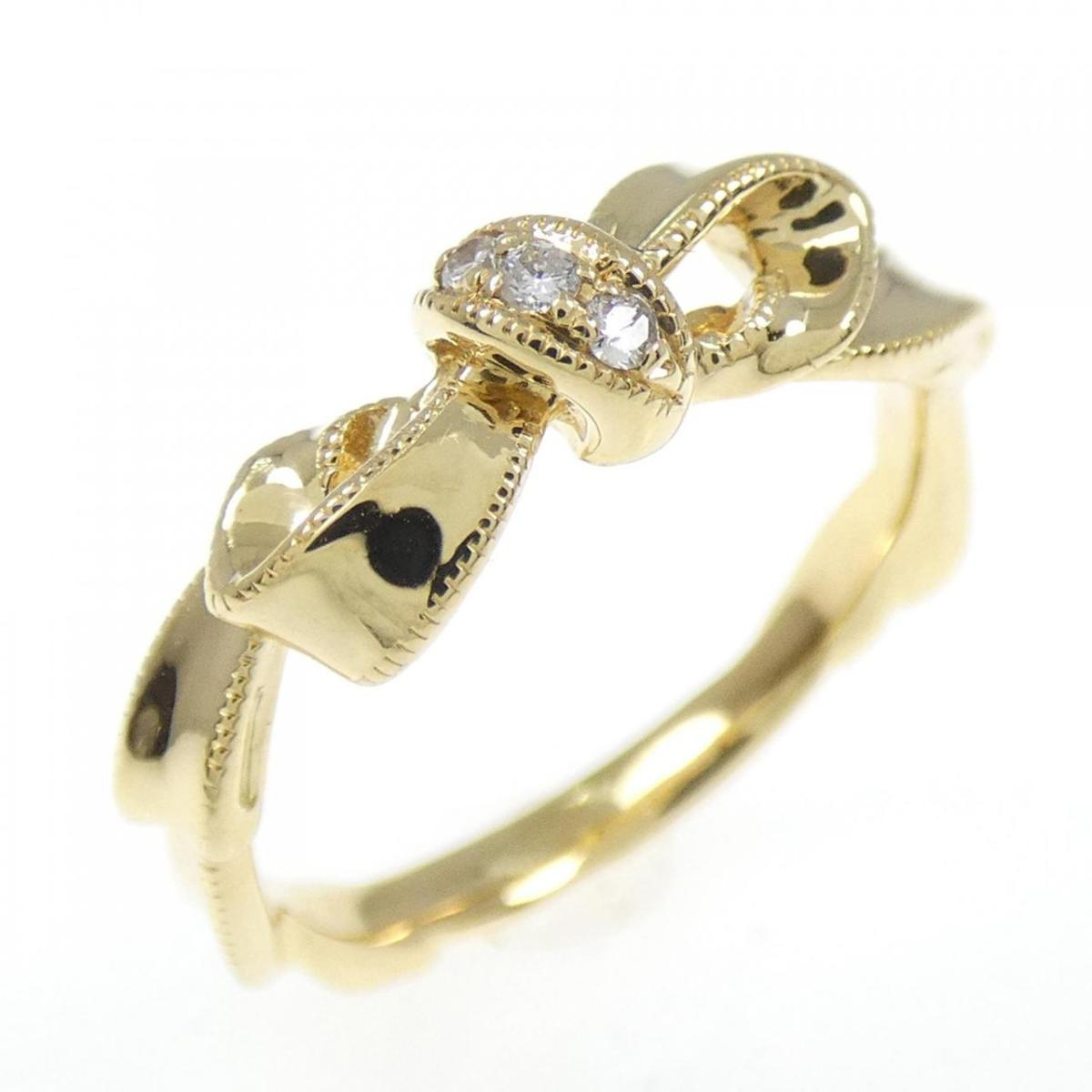 【KOMEHYO】 K18YG リボン ダイヤモンド リング 0.03CT【中古】 【コメ兵】
