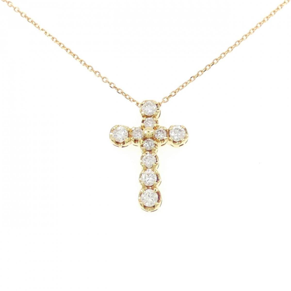 【KOMEHYO】 K18YG クロス ダイヤモンド ネックレス 0.50CT【中古】 【コメ兵】