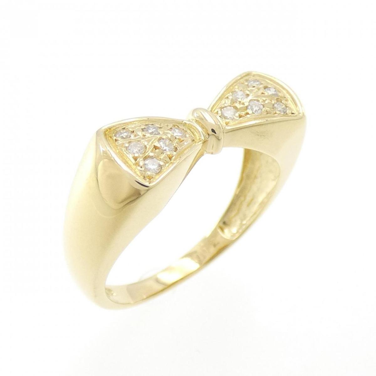 【KOMEHYO】 K18YG リボン ダイヤモンド リング 0.12CT【中古】 【コメ兵】