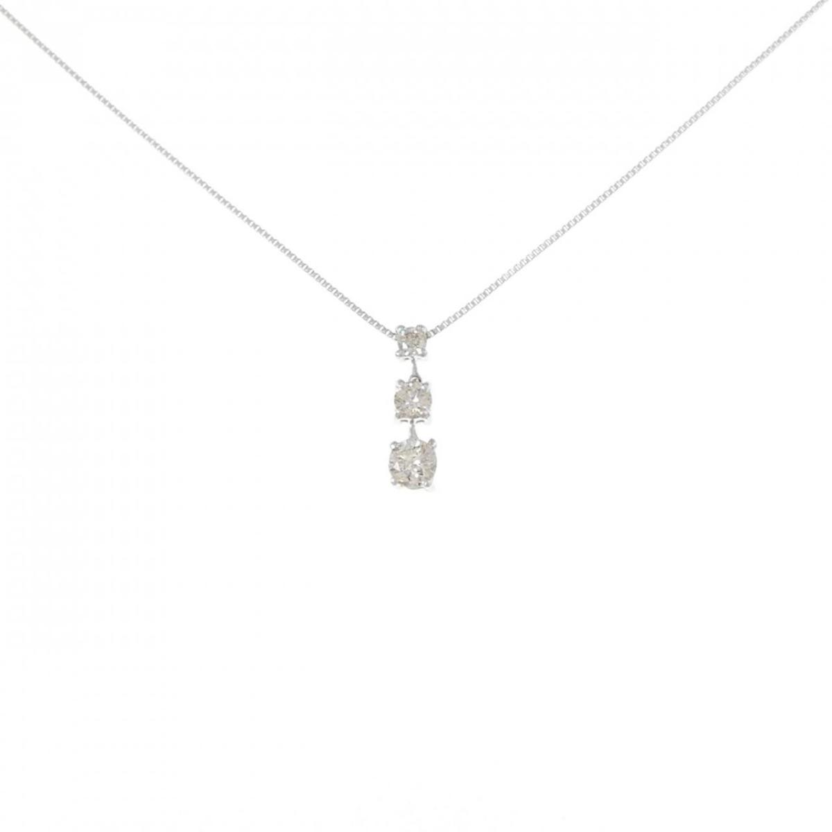 K18WG ダイヤモンド ネックレス 0.20CT【中古】