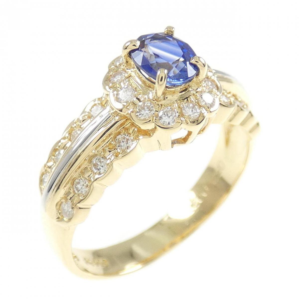 K18YG/PT サファイヤ リング 0.52CT【中古】