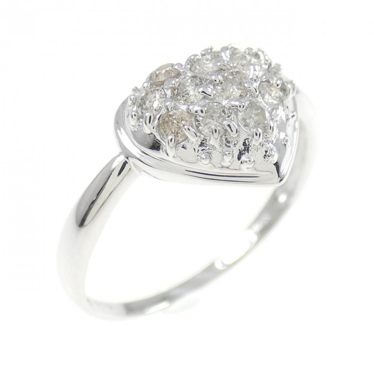 【KOMEHYO】 K18WG ハート パヴェ ダイヤモンド リング 0.30CT【中古】 【コメ兵】