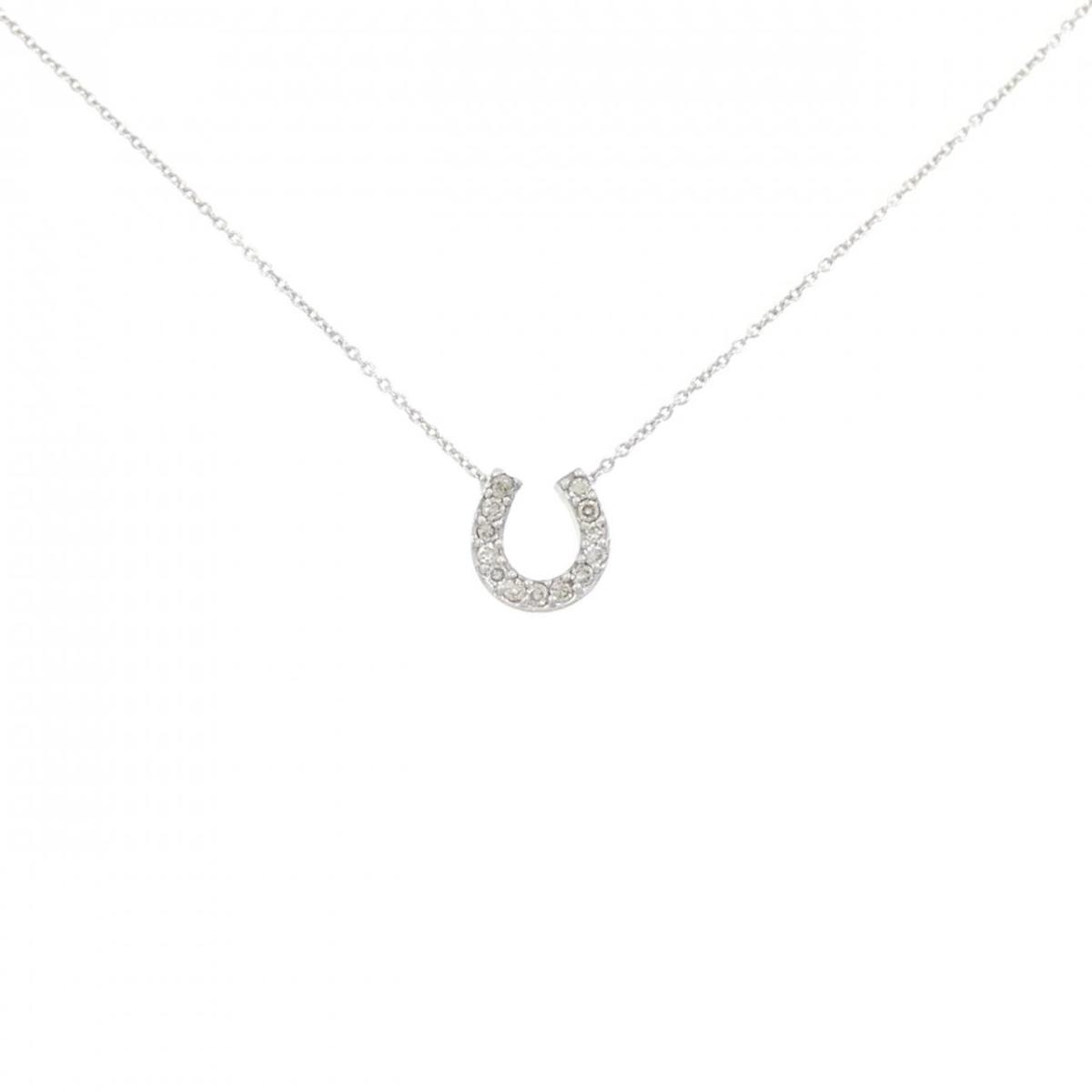 【KOMEHYO】 K18WG ホースシュー ダイヤモンド ネックレス 0.13CT【中古】 【コメ兵】