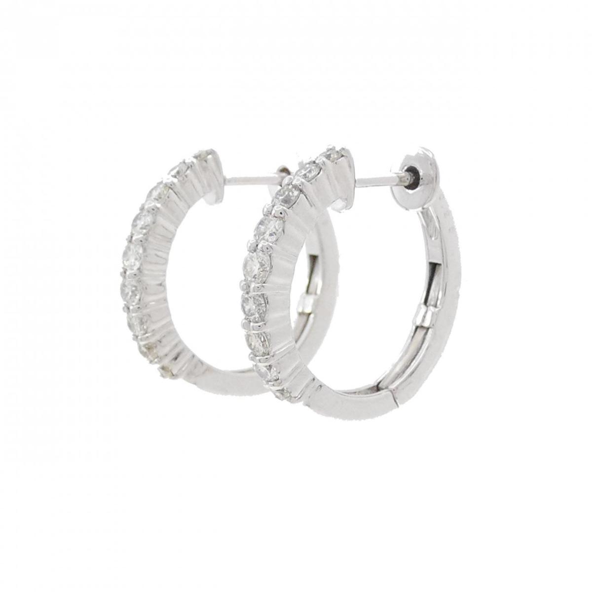 【KOMEHYO】 K18WG フープ ダイヤモンド ピアス 0.50CT【中古】 【コメ兵】