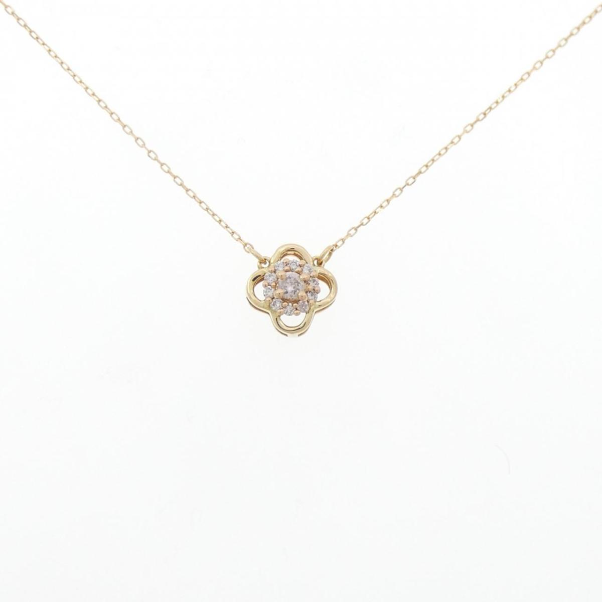 【KOMEHYO】 K18YG/K18PG フラワー ダイヤモンド ネックレス 0.10CT【中古】 【コメ兵】
