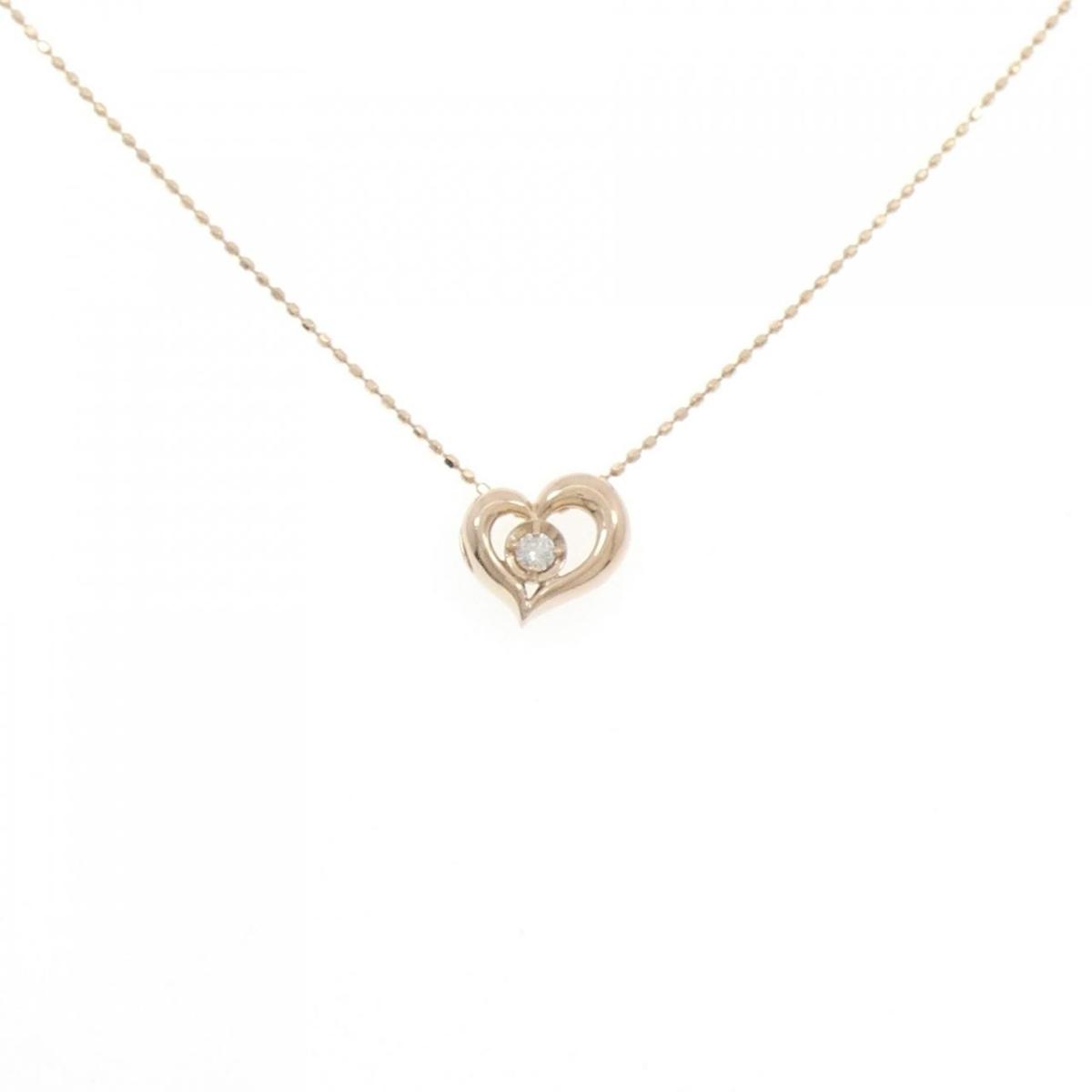 【KOMEHYO】 K18PG ハート ダイヤモンド ネックレス 0.05CT【中古】 【コメ兵】