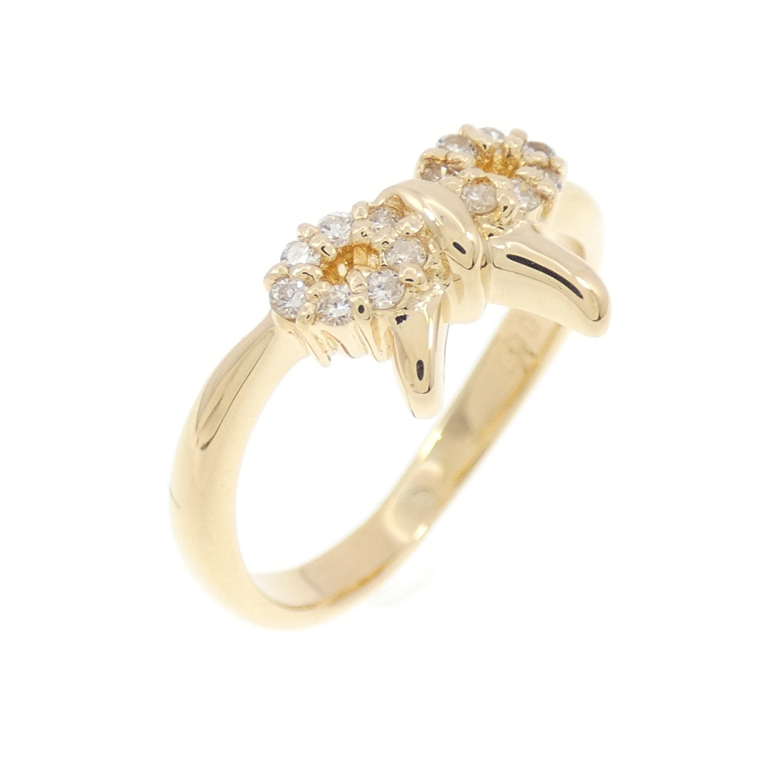 K18YG リボン ダイヤモンド ピンキー リング 0.09CT【中古】｜KOMEHYO ONLINESTORE 店
