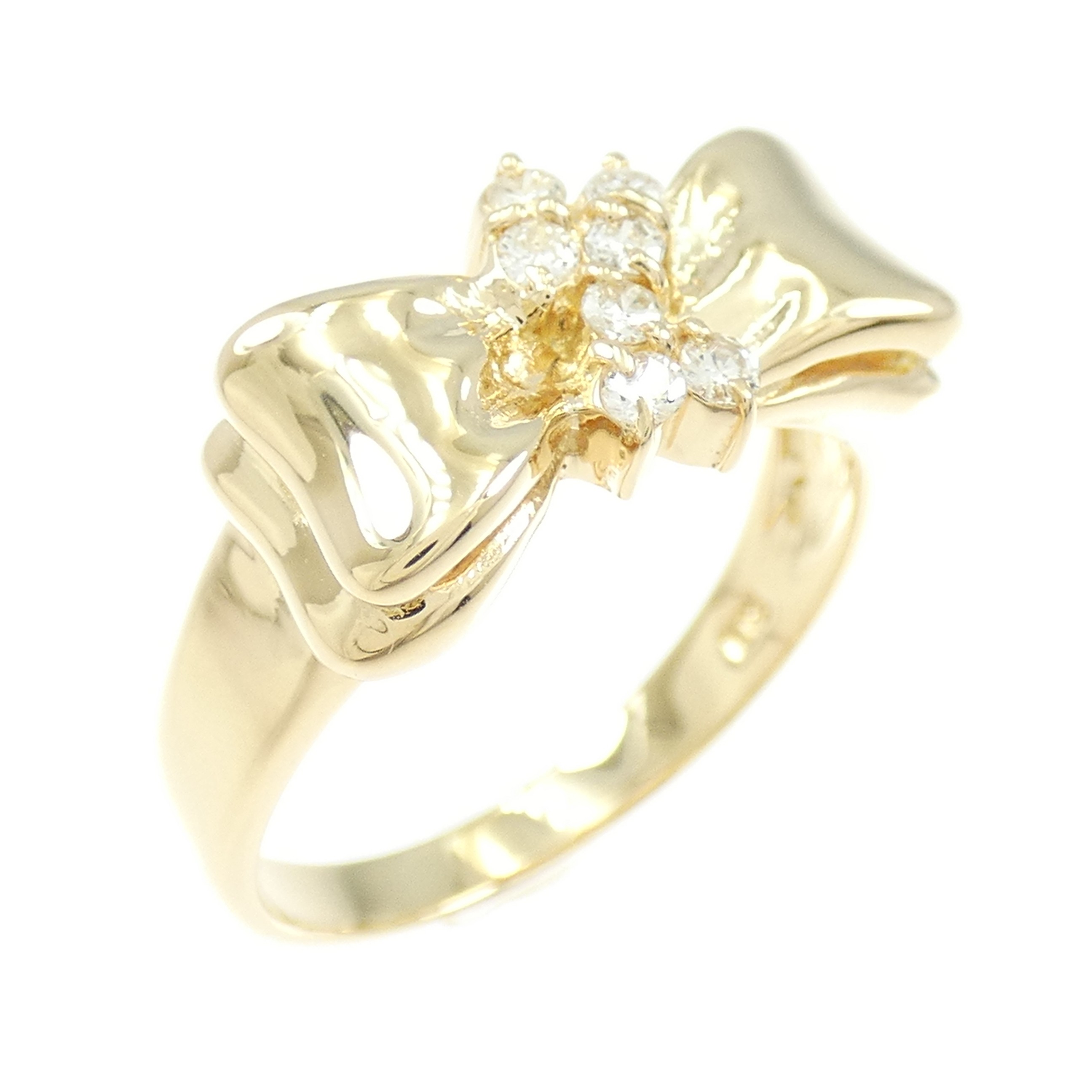 K18YG リボン ダイヤモンド リング 0.14CT【中古】