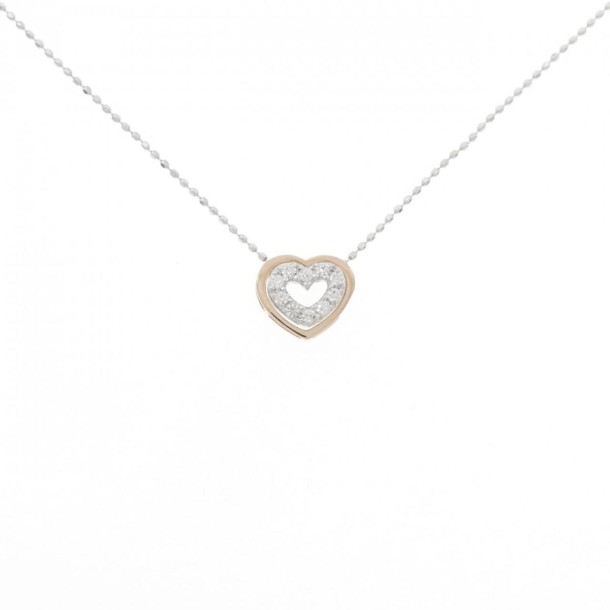 【KOMEHYO】 K18PG/K18WG 2WAY ハート ダイヤモンド ネックレス 0.09CT【中古】 【コメ兵】