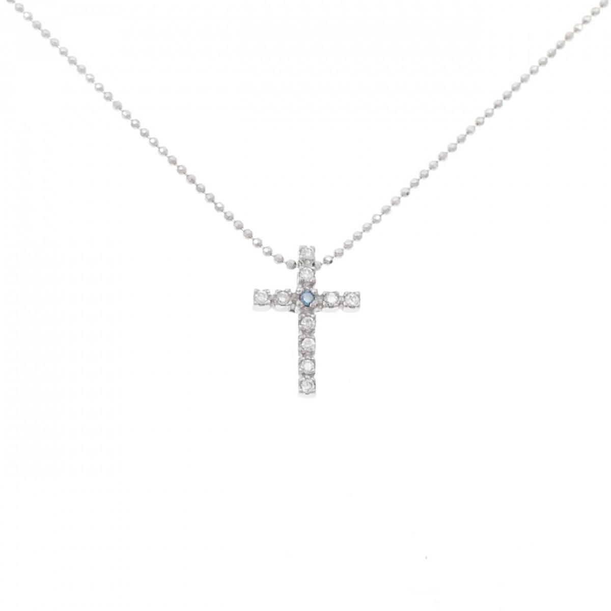 【KOMEHYO】 K18WG クロス ダイヤモンド ネックレス 0.10CT【中古】 【コメ兵】
