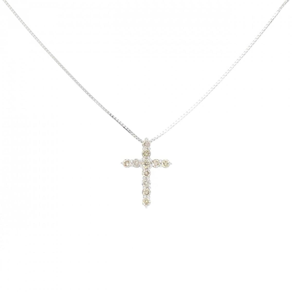【KOMEHYO】 K18WG クロス ダイヤモンド ネックレス 0.50CT【中古】 【コメ兵】