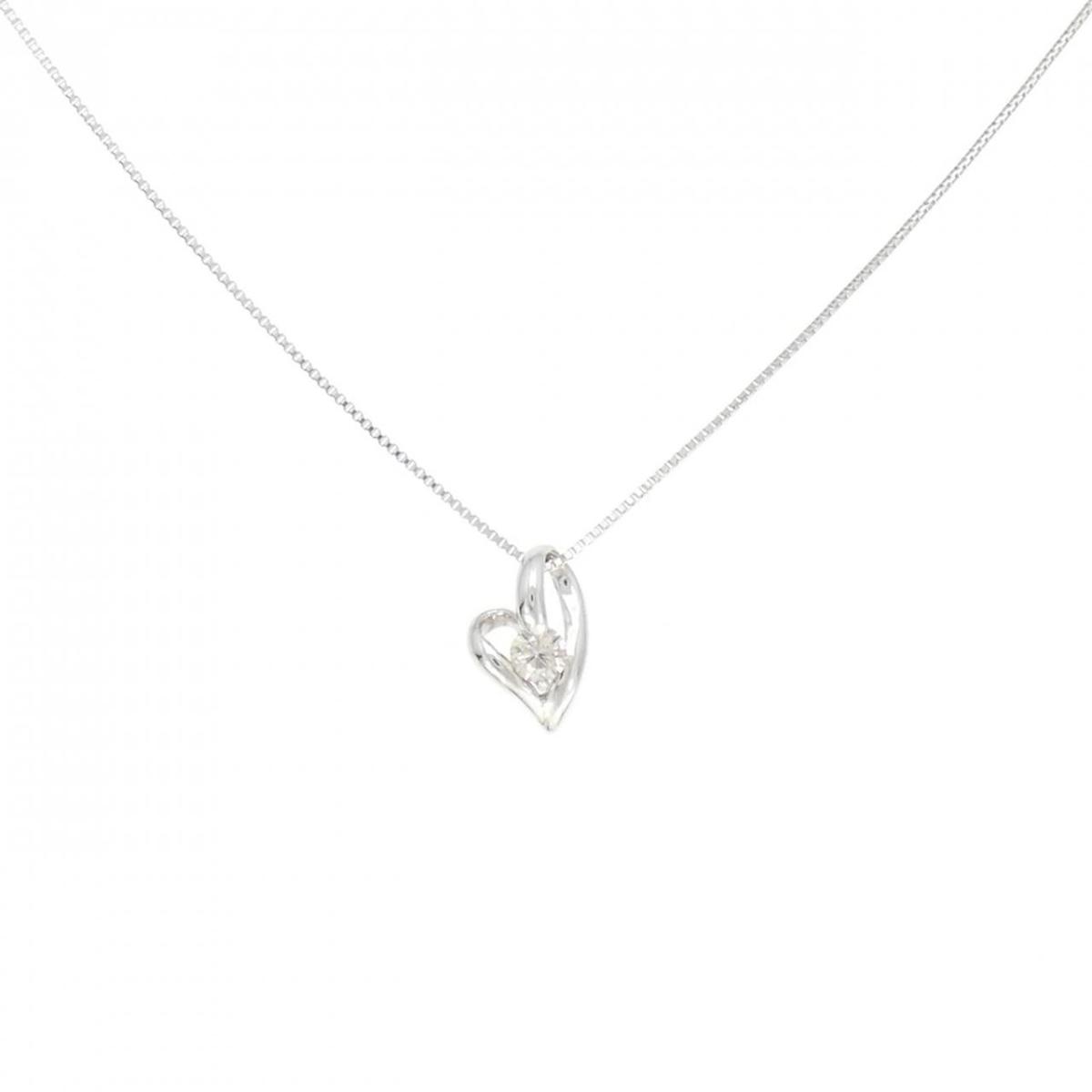 【KOMEHYO】 K18WG ハート ダイヤモンド ネックレス 0.10CT【中古】 【コメ兵】