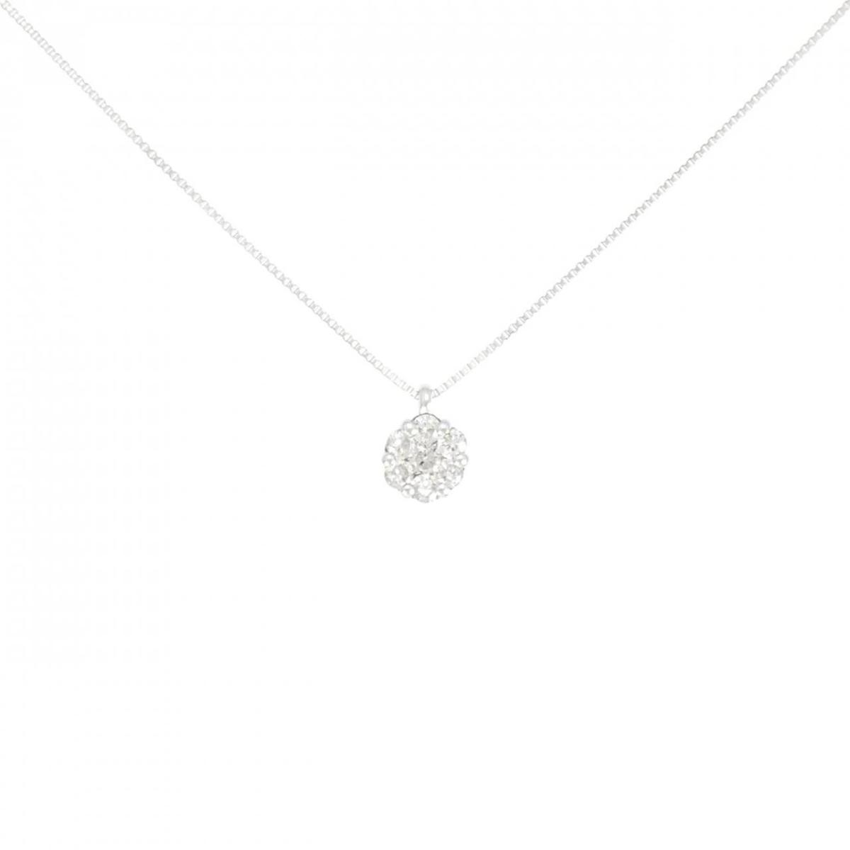 【KOMEHYO】 K18WG フラワー ダイヤモンド ネックレス 0.20CT【中古】 【コメ兵】