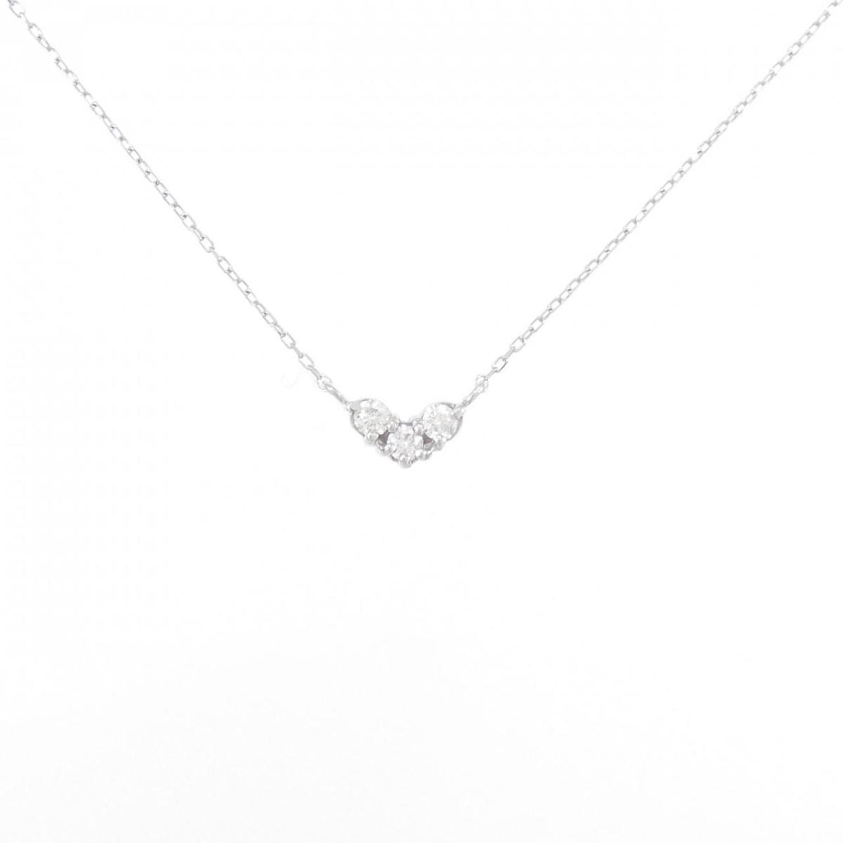 K18WG ハート ダイヤモンド ネックレス 0.10CT【中古】