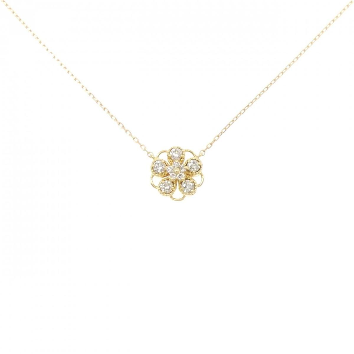 【KOMEHYO】 K18YG フラワー ダイヤモンド ネックレス 0.15CT【中古】 【コメ兵】
