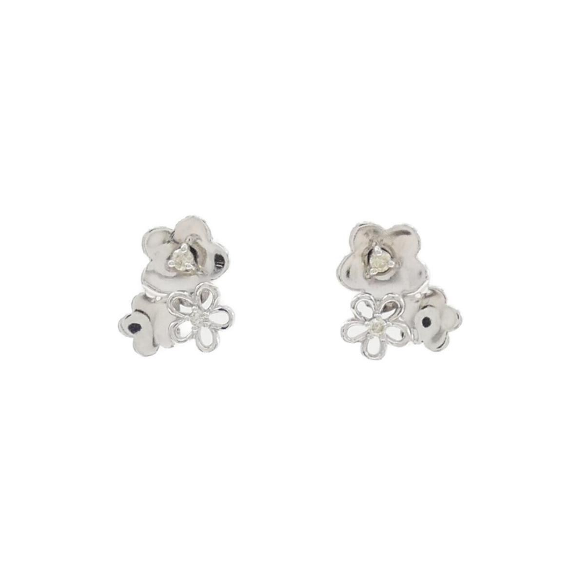 K18WG フラワー ダイヤモンド ピアス 0.05CT【中古】｜KOMEHYO ONLINESTORE 店