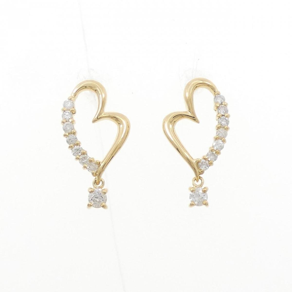 K18YG ハート ダイヤモンド ピアス 0.32CT【中古】