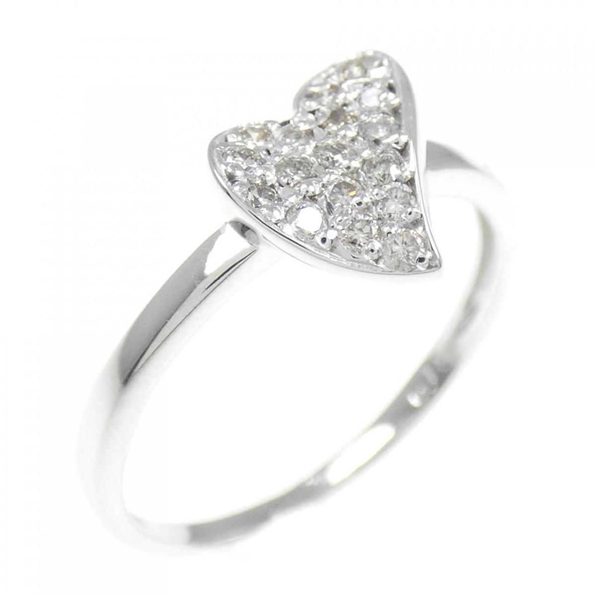 【KOMEHYO】 K18WG ハート パヴェ ダイヤモンド リング 0.18CT【中古】 【コメ兵】