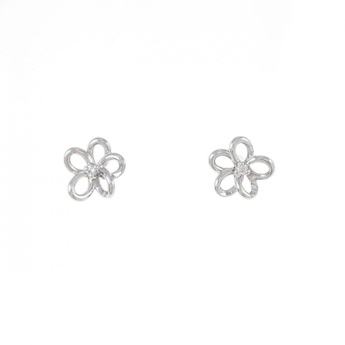 K18WG フラワー ダイヤモンド ピアス 0.02CT【中古】|KOMEHYO ONLINESTORE 店