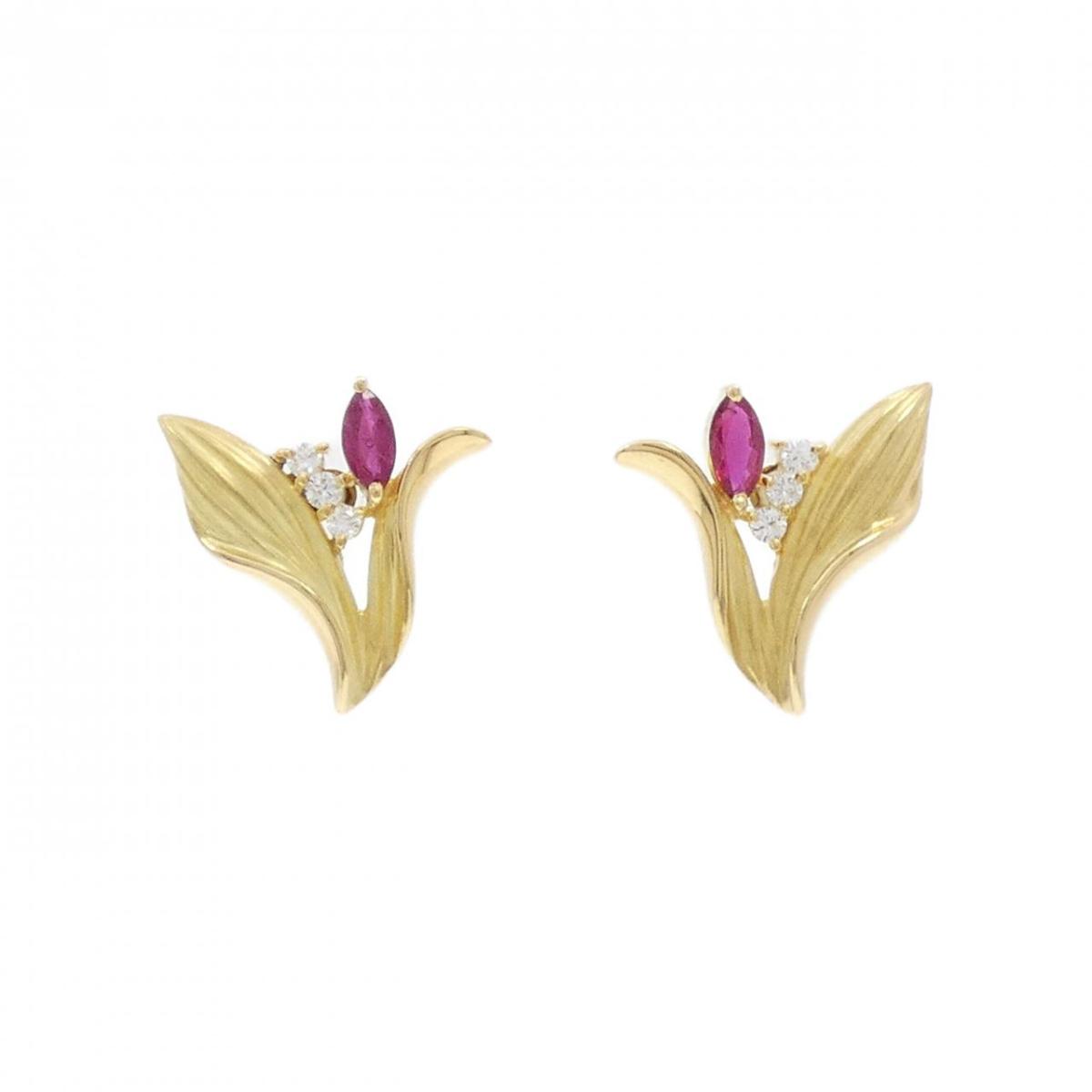 K18YG ルビー ピアス 0.41CT【中古】