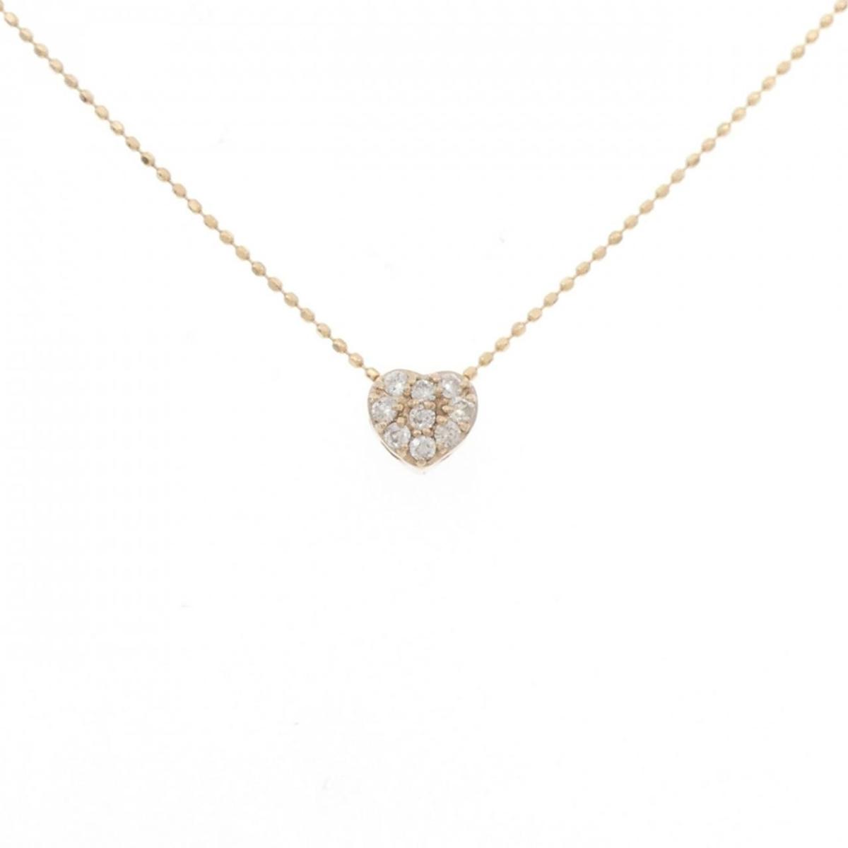 【KOMEHYO】 K18PG ハート パヴェ ダイヤモンド ネックレス 0.13CT【中古】 【コメ兵】