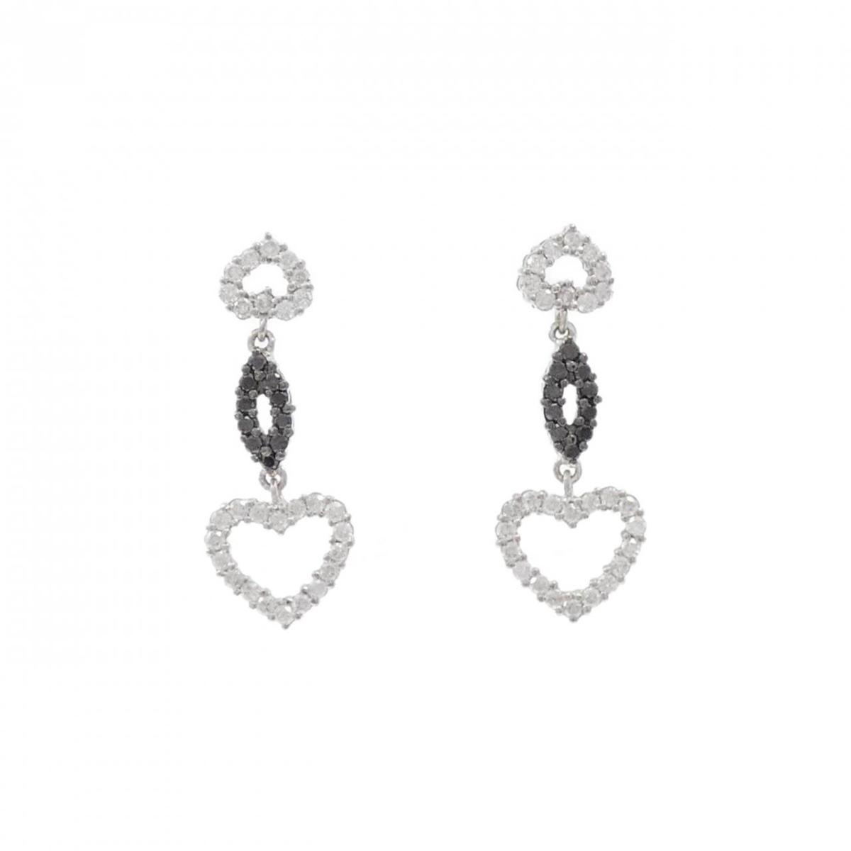 【KOMEHYO】 K18WG ハート ダイヤモンド ピアス 1.06CT【中古】 【コメ兵】
