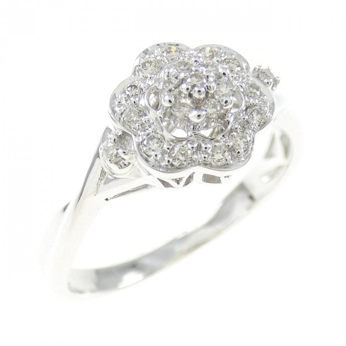 【KOMEHYO】 K18WG フラワー ダイヤモンド リング 0.14CT【中古】 【コメ兵】