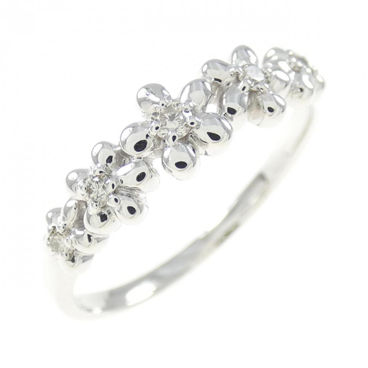K18WG フラワー ダイヤモンド リング 0.30CT【中古】