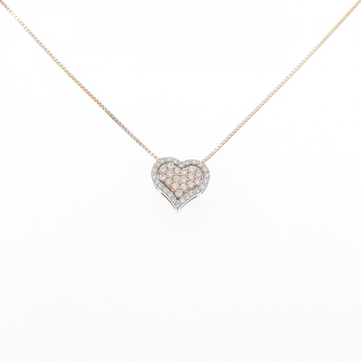 【KOMEHYO】 K18PG/K18WG 2WAY ハート ダイヤモンド ネックレス 0.19CT【中古】 【コメ兵】 75,405円