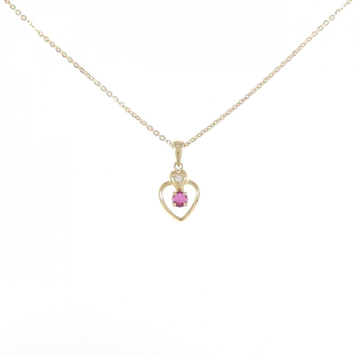 【KOMEHYO】 18KTYG/750YG ハート ルビー ネックレス【中古】 【コメ兵】