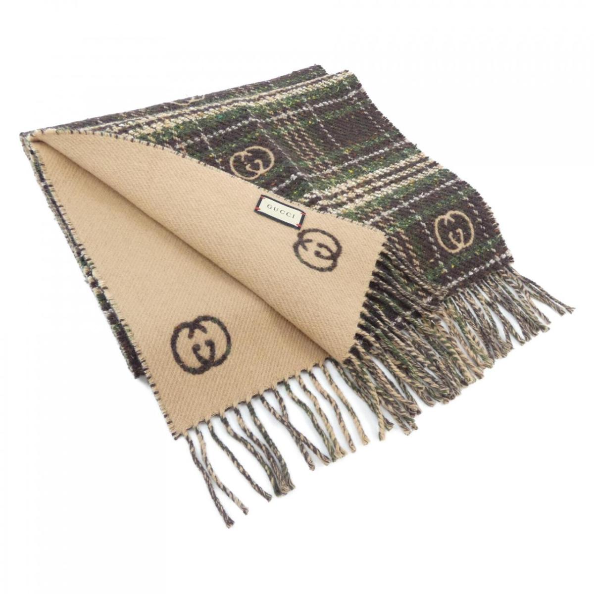 楽天市場】グッチ ニットマフラー GGロゴ グリーンxレッド【未使用品