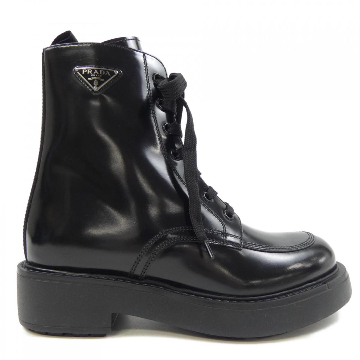楽天市場】プラダ ポーチ付き 編み上げ ロング コンバット ブーツ 靴