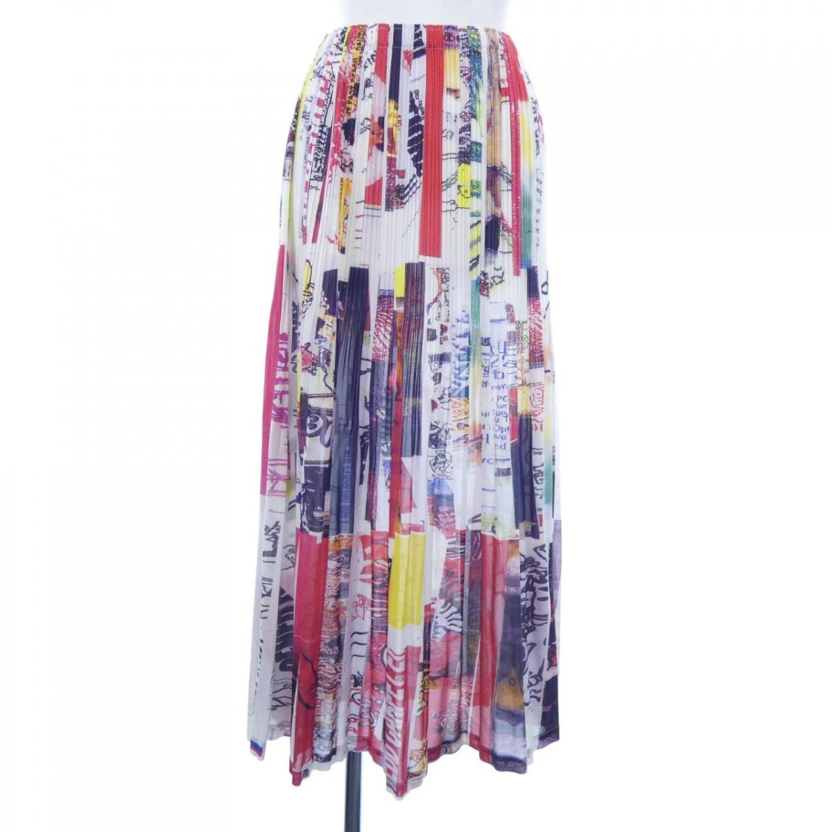 PLEATS PLEASE プリーツプリーズ スカート モザイク マルチカラー PLEATS PLEASE ISSEY MIYAKE 総柄 ロング スカート 5サイズ
