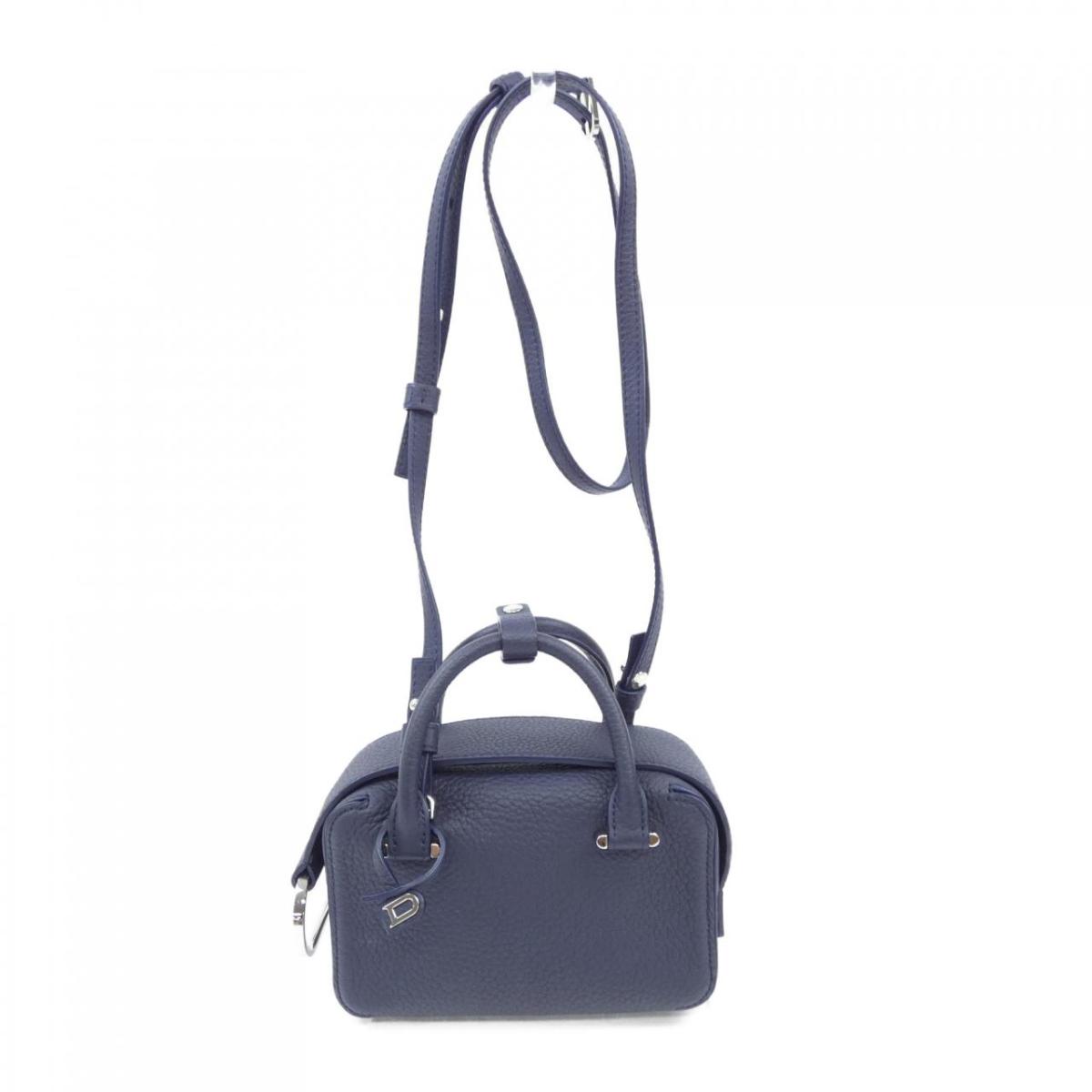 DELVAUX デルヴォー ハンドバッグ レザー 本革 自立 ブルー系 DEUX DELVAUX デルヴォー ハンドバッグ レザー 本革 自立 ブルー系 DEUX