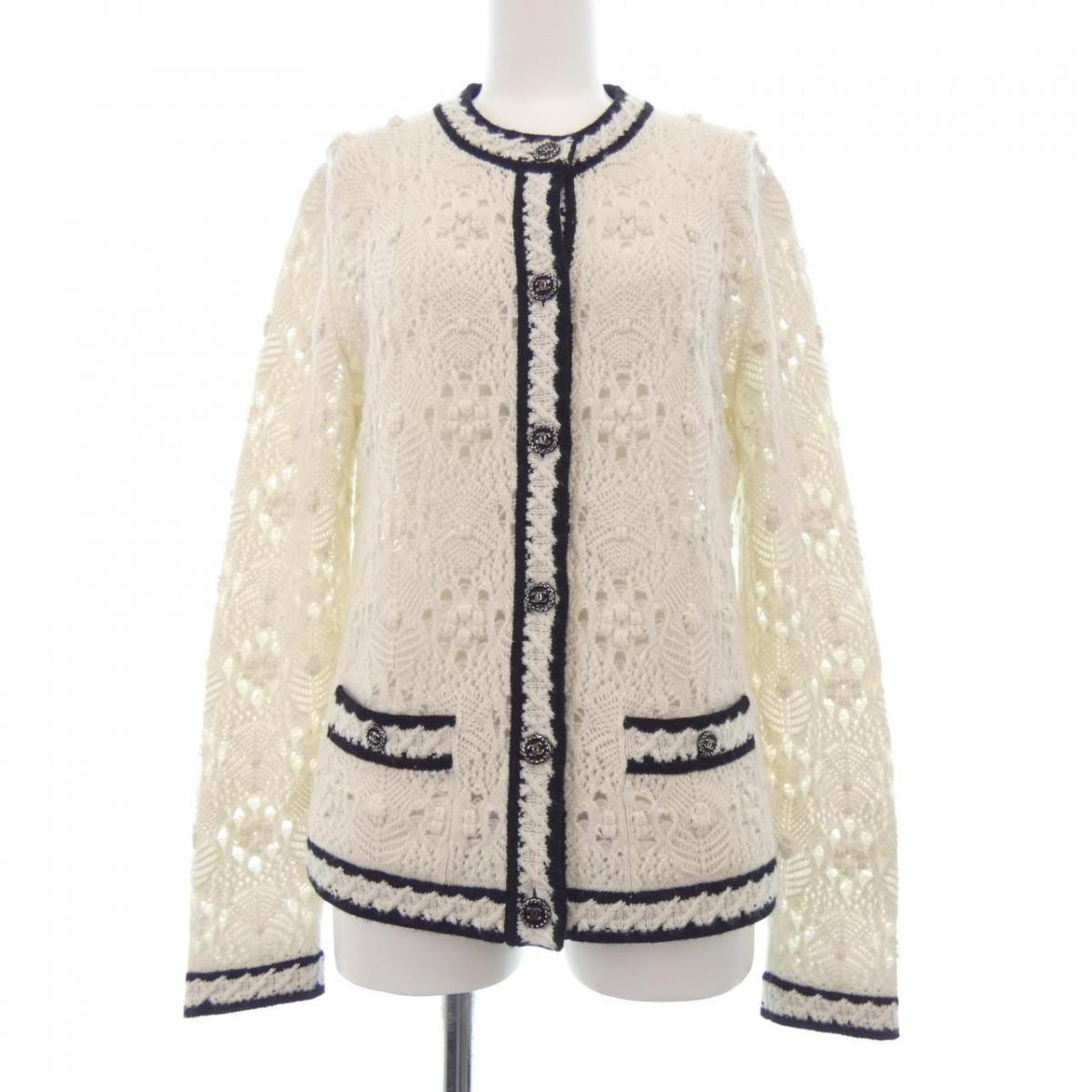 シャネル カシミア混パーカー CHANEL シャネル ニット P76108K10960 サイズ:34 スパンコール