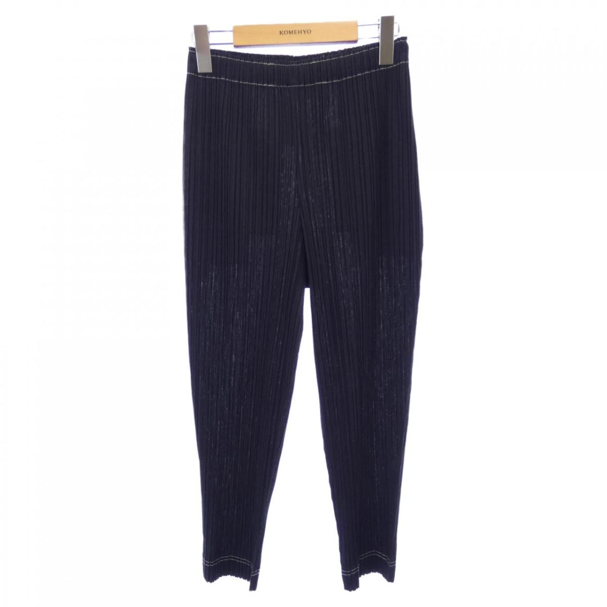 ISSEY MIYAKE 青色 プリーツ ガウチョパンツ ISSEY MIYAKE イッセイミヤケ メンISSEY MEN 滲みストライプ