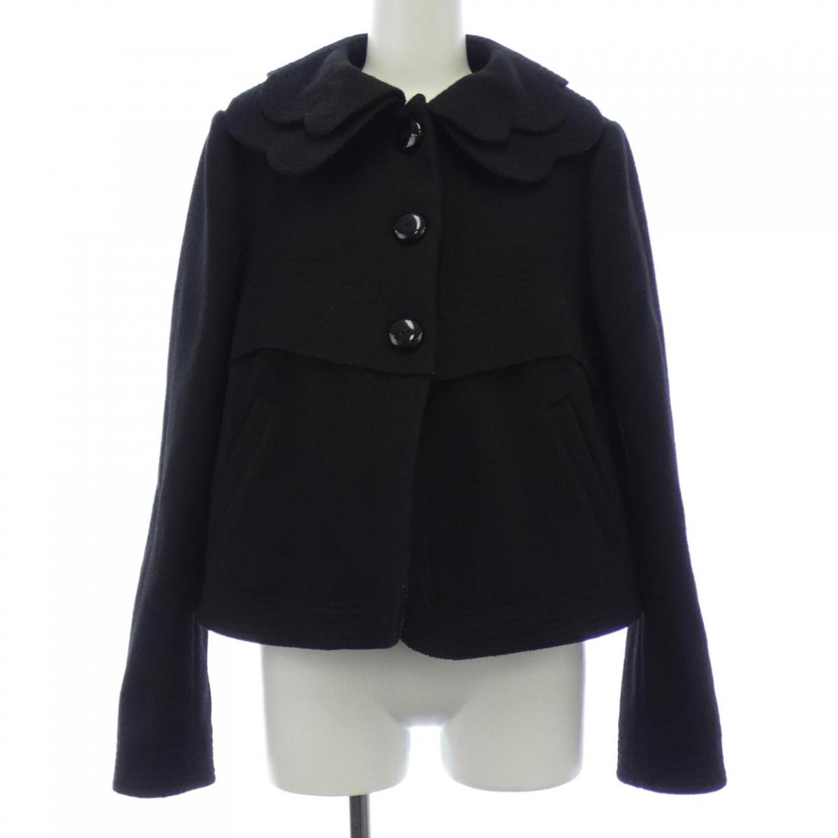 MOSCHINO モスキーノ 襟フリル付き ショート丈ジャケット ブラック