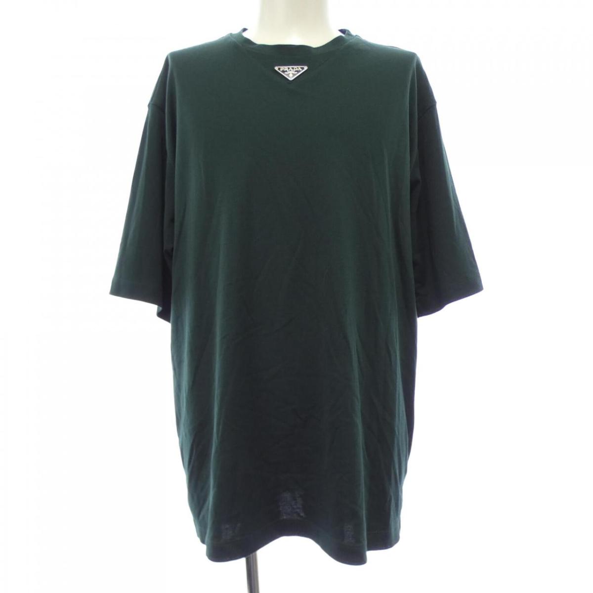 PRADA コットン レイヤード Tシャツ PRADA - プラダ 三角ロゴ レイヤード 半袖Tシャツ サイズ:S
