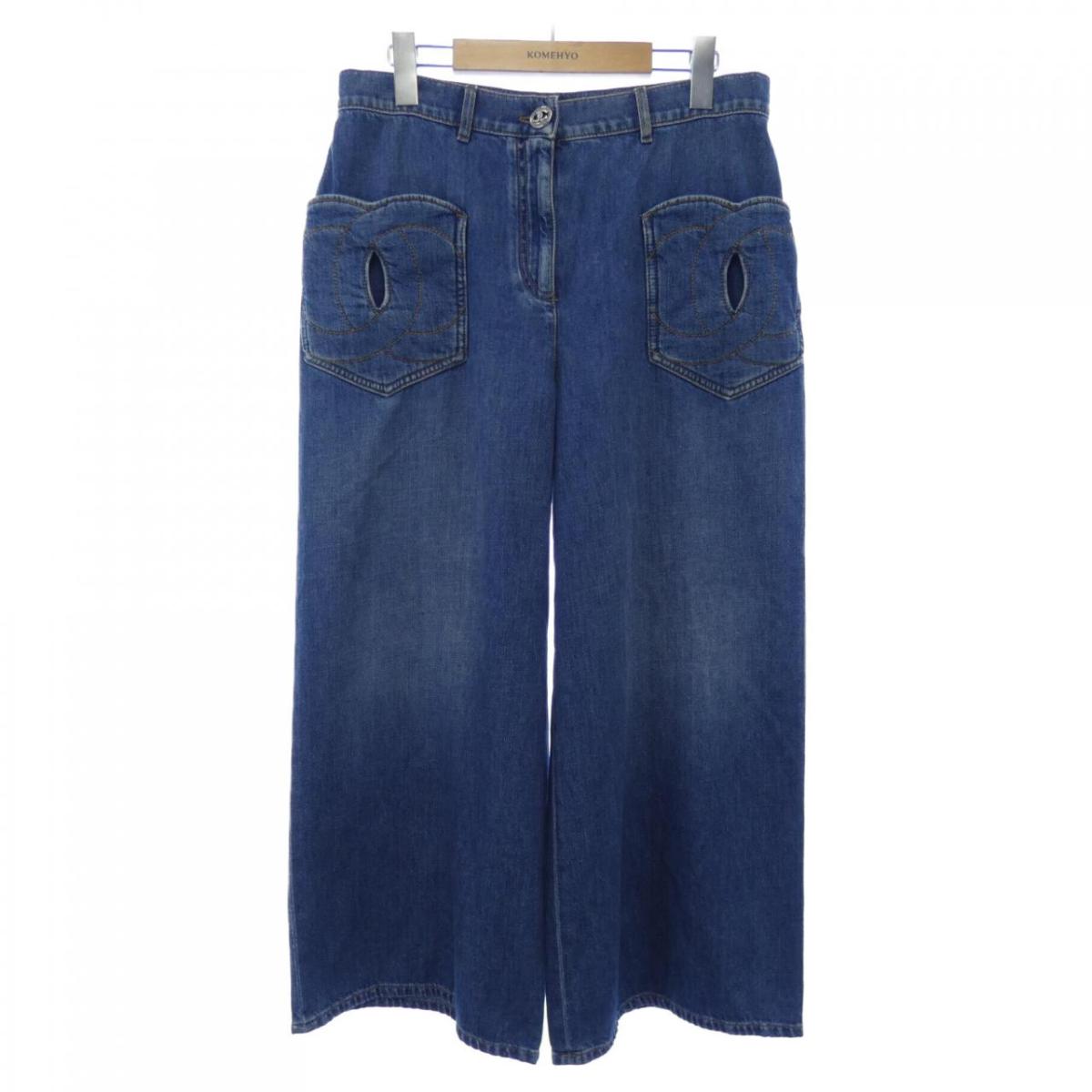 楽天市場】【広尾店】美品 シャネル CHANEL プリントロゴデニムパンツ