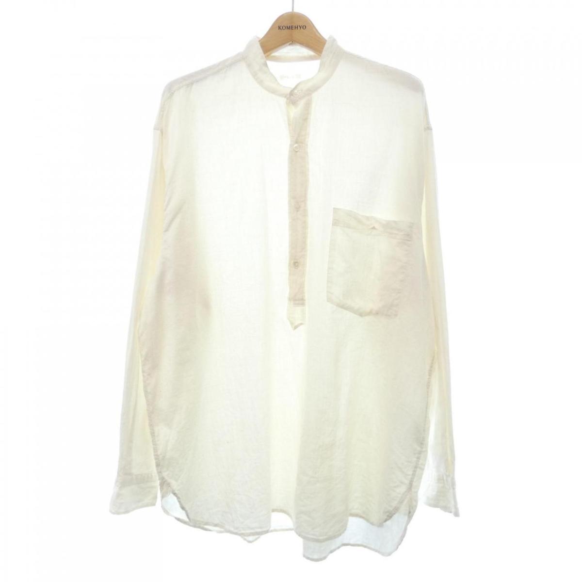 コモリ COMOLI 18SS バンドカラーシャツ 長袖 コットン 1 S グレー M01-02002 メンズ コモリ COMOLI 18SS バンドカラーシャツ 長袖 コットン 1 S
