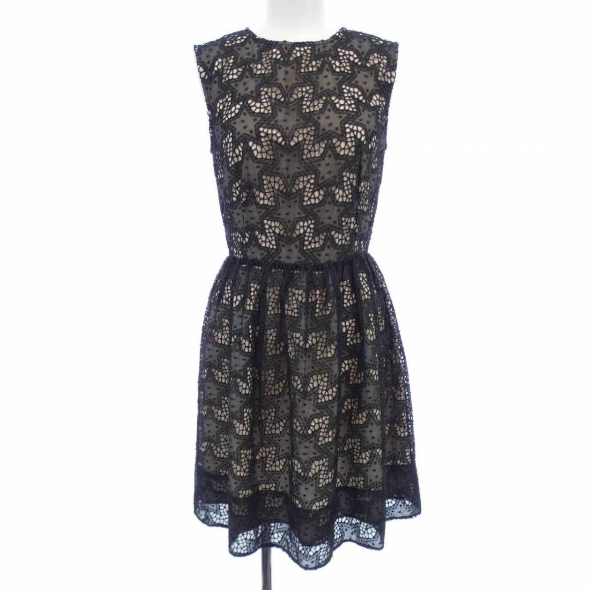 RED VALENTINO チュール混合ワンピース ブラック F 花柄 リボン RED VALENTINO チュール混合ワンピース ブラック F 花柄 リボン