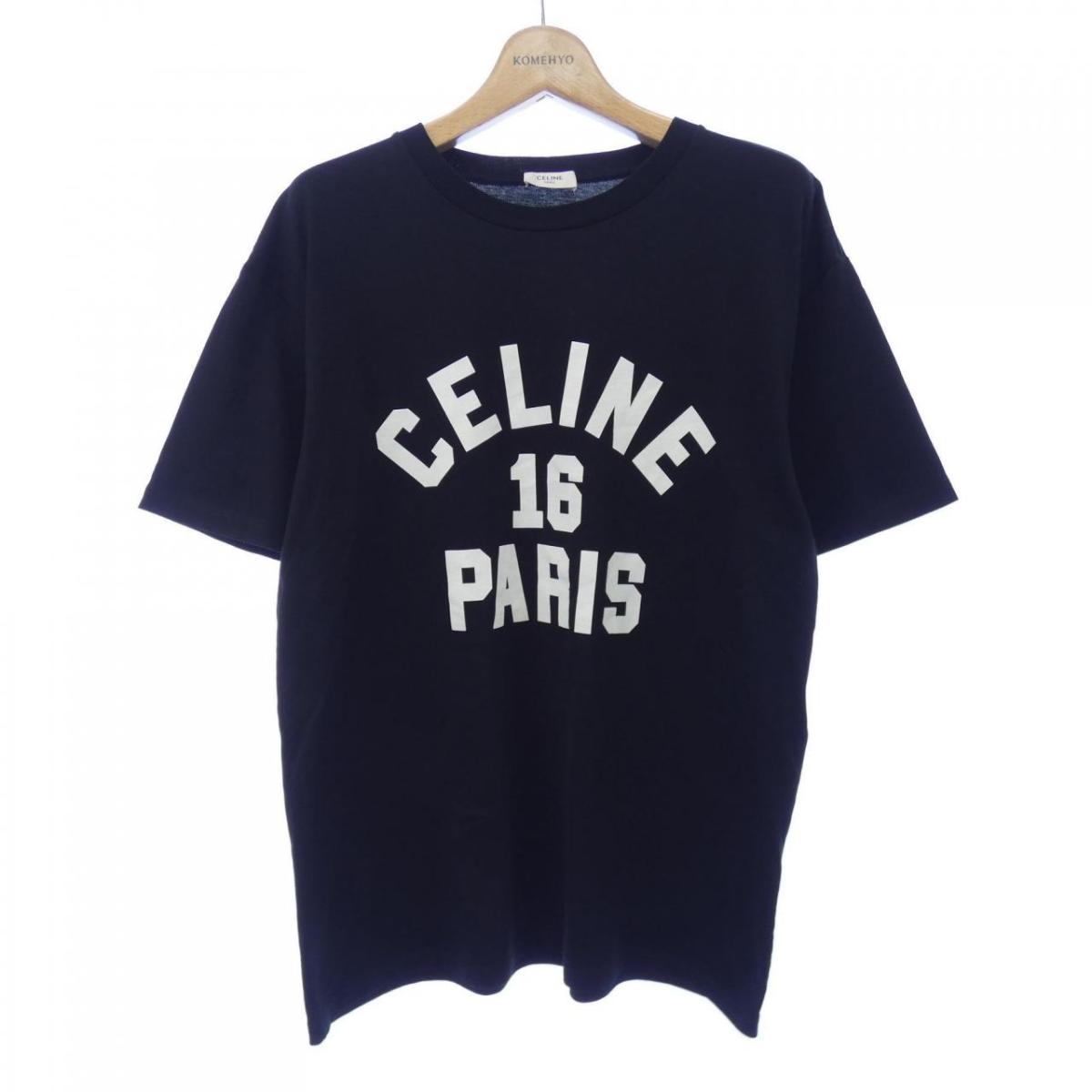 【CELINE】シンプルな感じのロゴ入りTシャツ CELINE セリーヌ ロゴTシャツ コットン S ホワイト ブラック