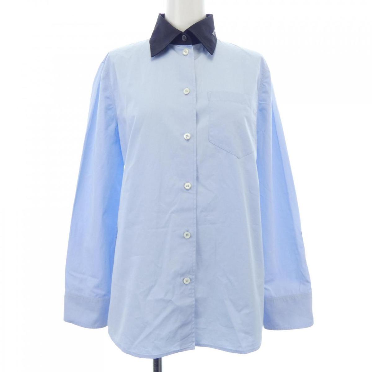美品 PRADA プラダ シャツ ホワイト プラダ PRADA ワイシャツ ポプリンストレッチシャツ ホワイト