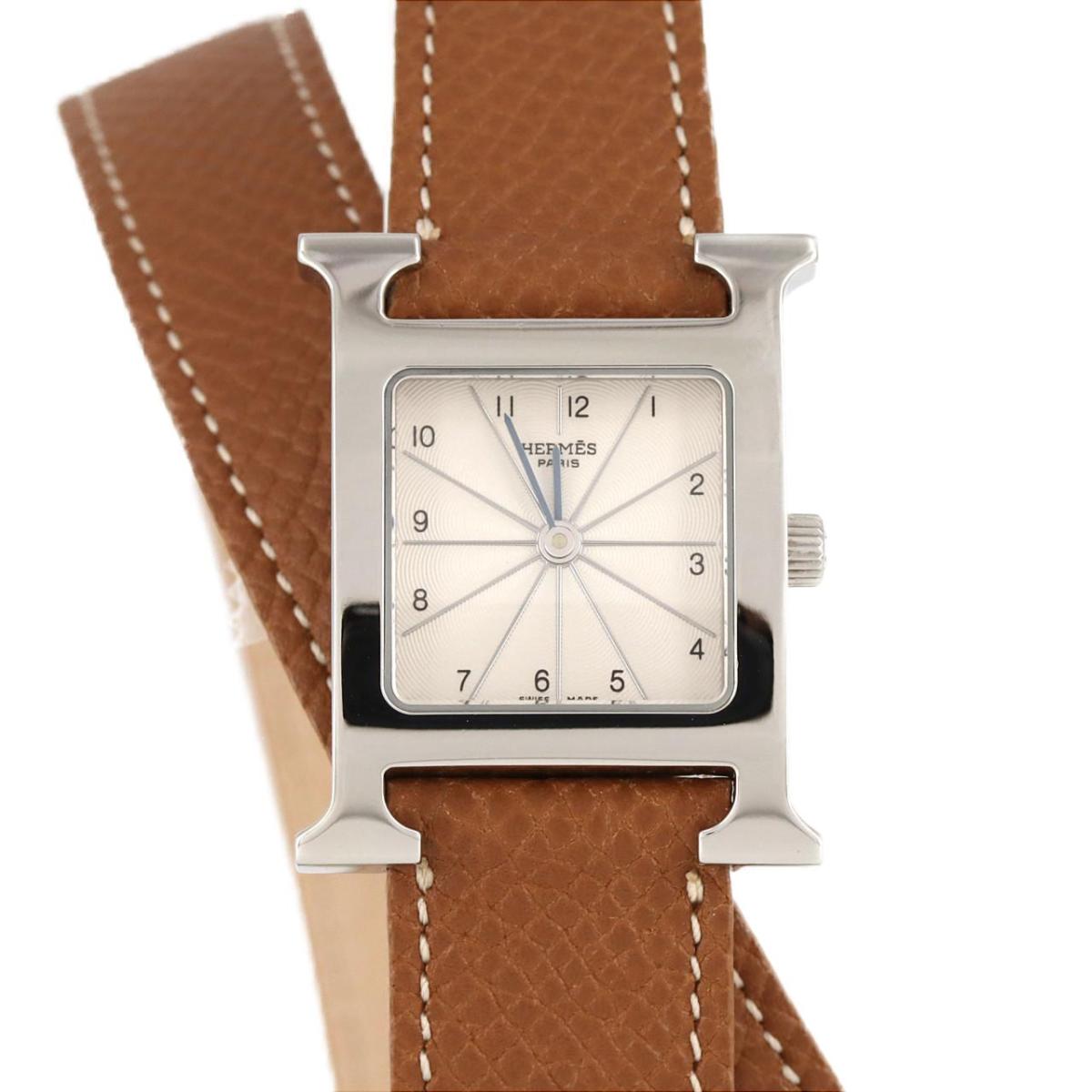 【美品】HERMES エルメス Hウォッチ エトゥープ HERMES 【超美品】エルメス Hウォッチ PM ドゥブルトゥール